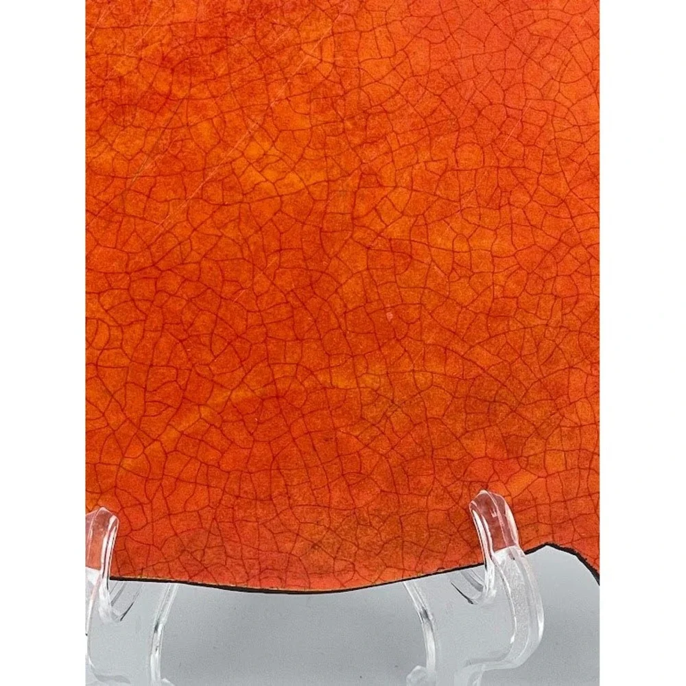 Vintage Pig Shaped Wood Wall Decor Orange Crackle Finish Farmhouse Kitchen
